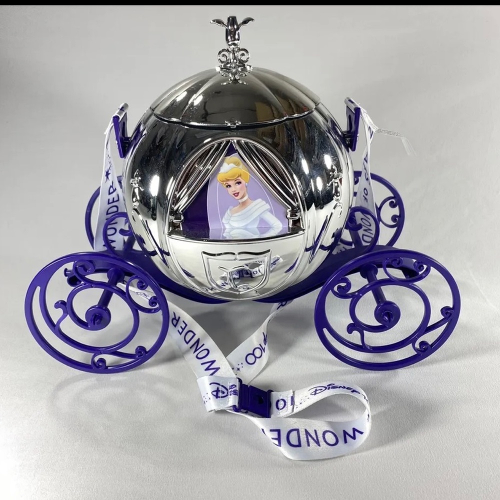 NEW Disney Parks 100 Years of Wonder Cinderella Carriage Metallic Popcorn Bucket